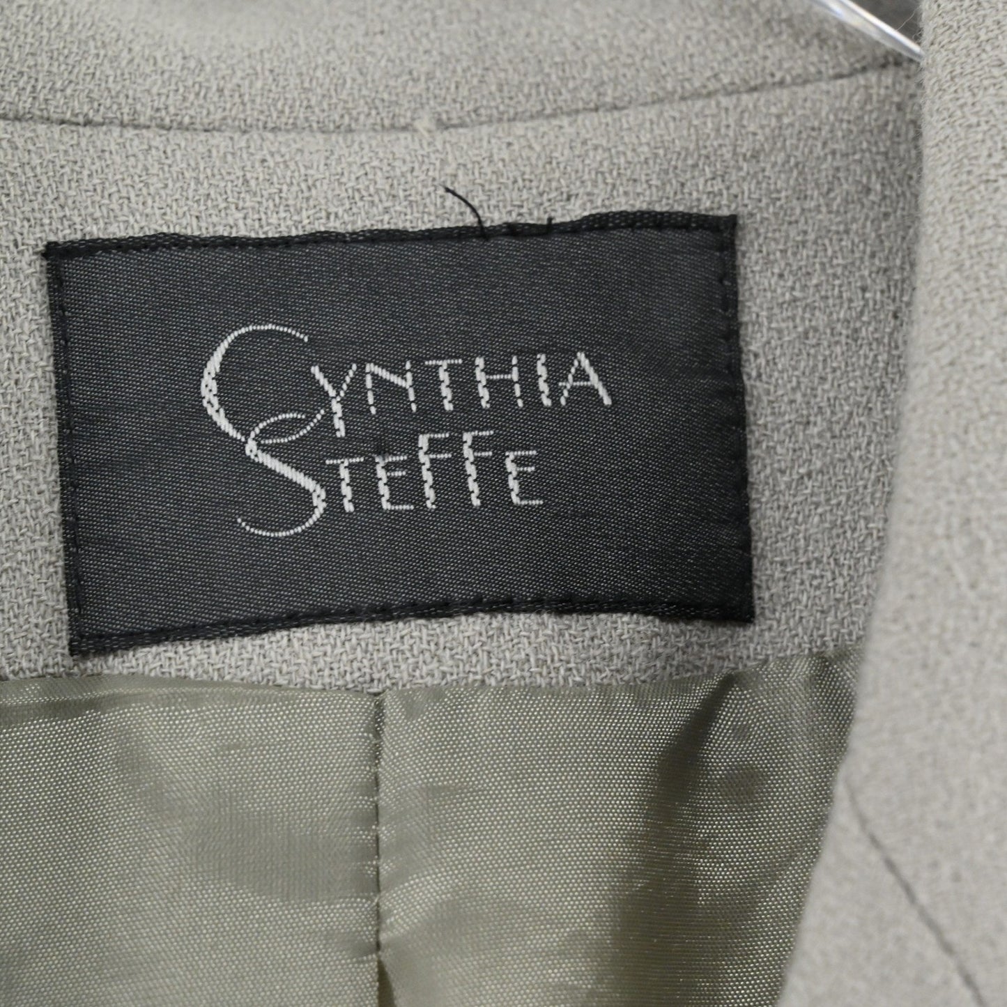 Vtg Cynthia Steffe Womens Wool Blazer Size 6 Gray Longline Jacket Button Front