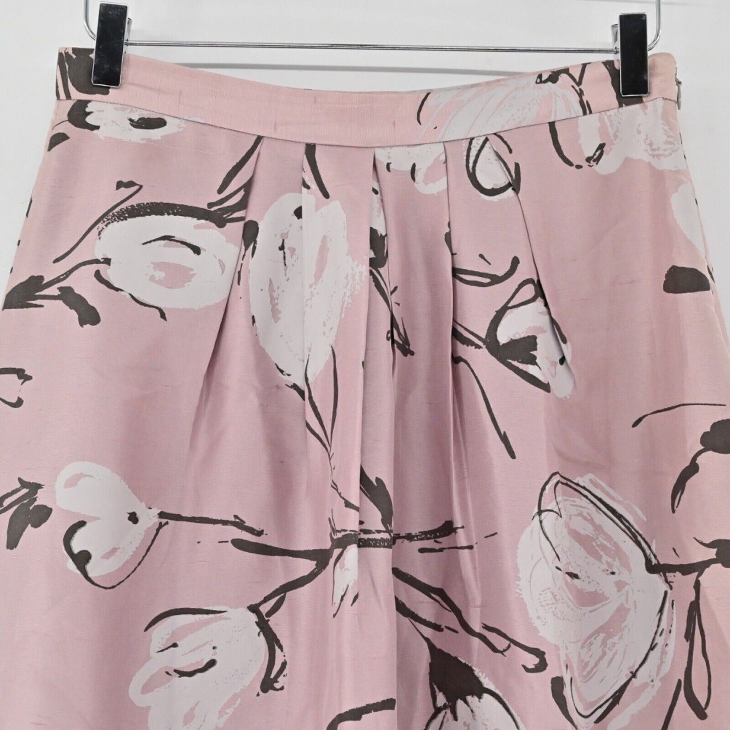 MOSCHINO Skirt Womens Size 8 Pink Floral 100% Silk Pleated Flare CHEAP AND CHIC