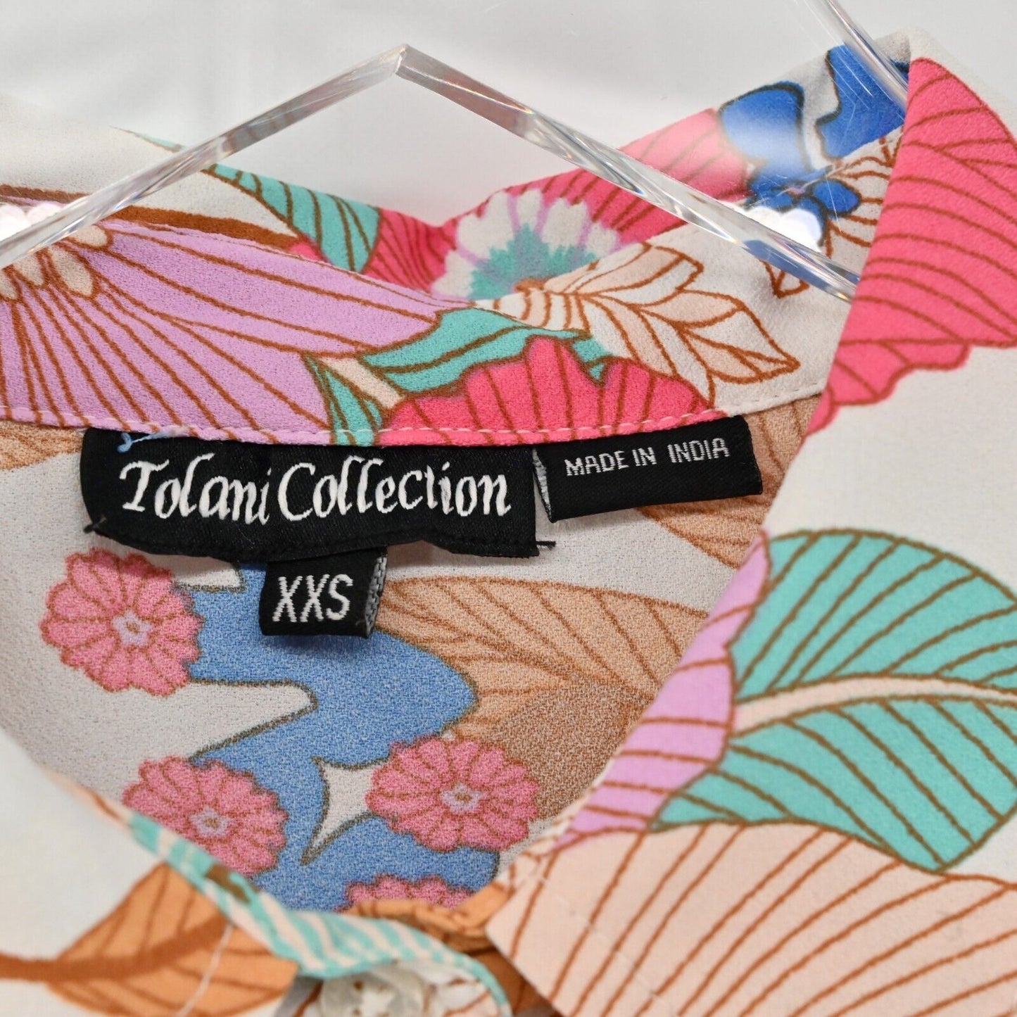 TOLANI Dress Sz XXS Multicolor Floral Print Tiered Button Front Mini Boho Retro