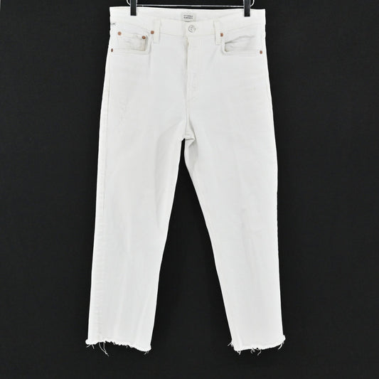 Citizens Of Humanity Florence Wide Straight Jeans Womens Size 30 White Raw Hem