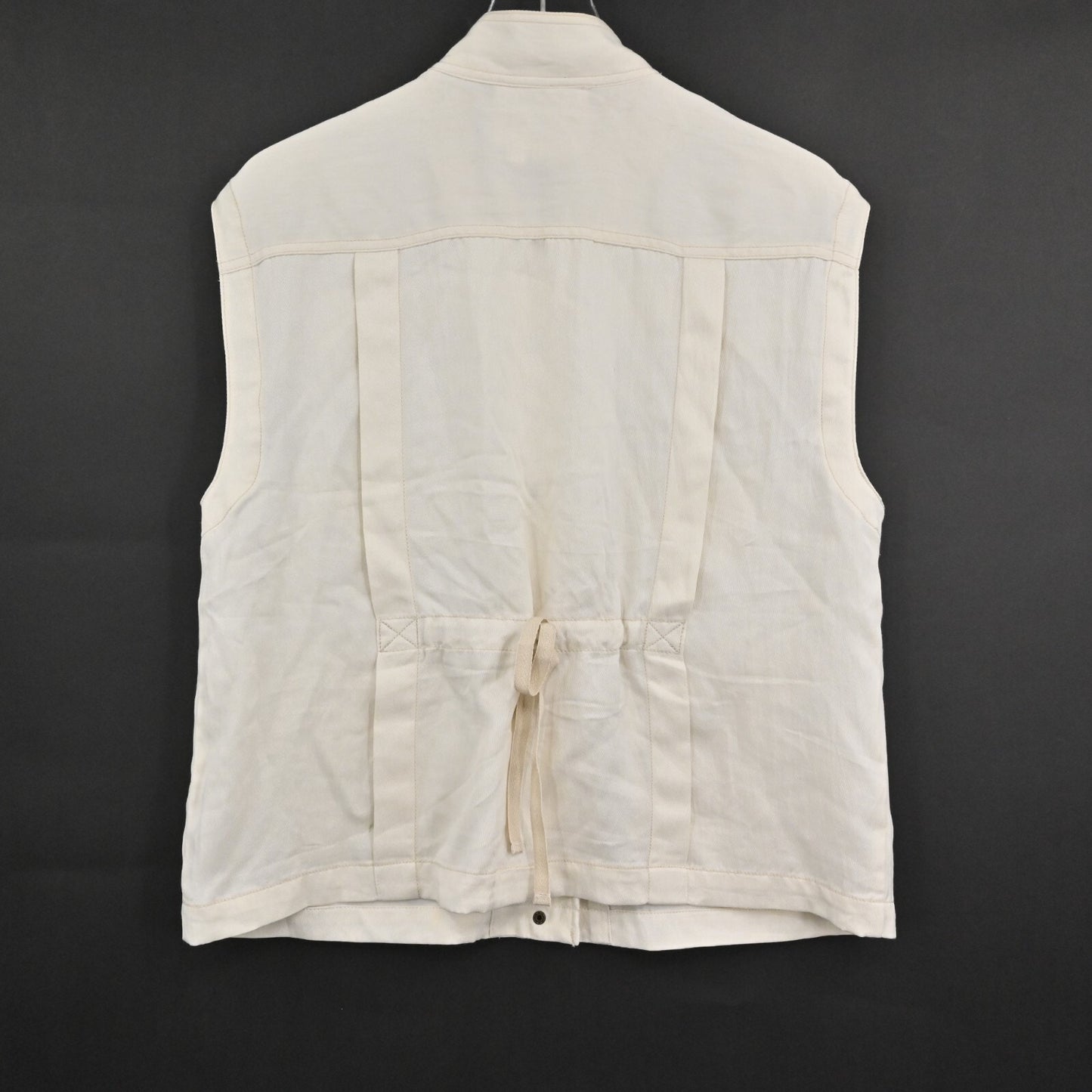 ANTHROPOLOGIE Sleeveless Jacket Womens Size M Ivory Utility Button Safari Vest