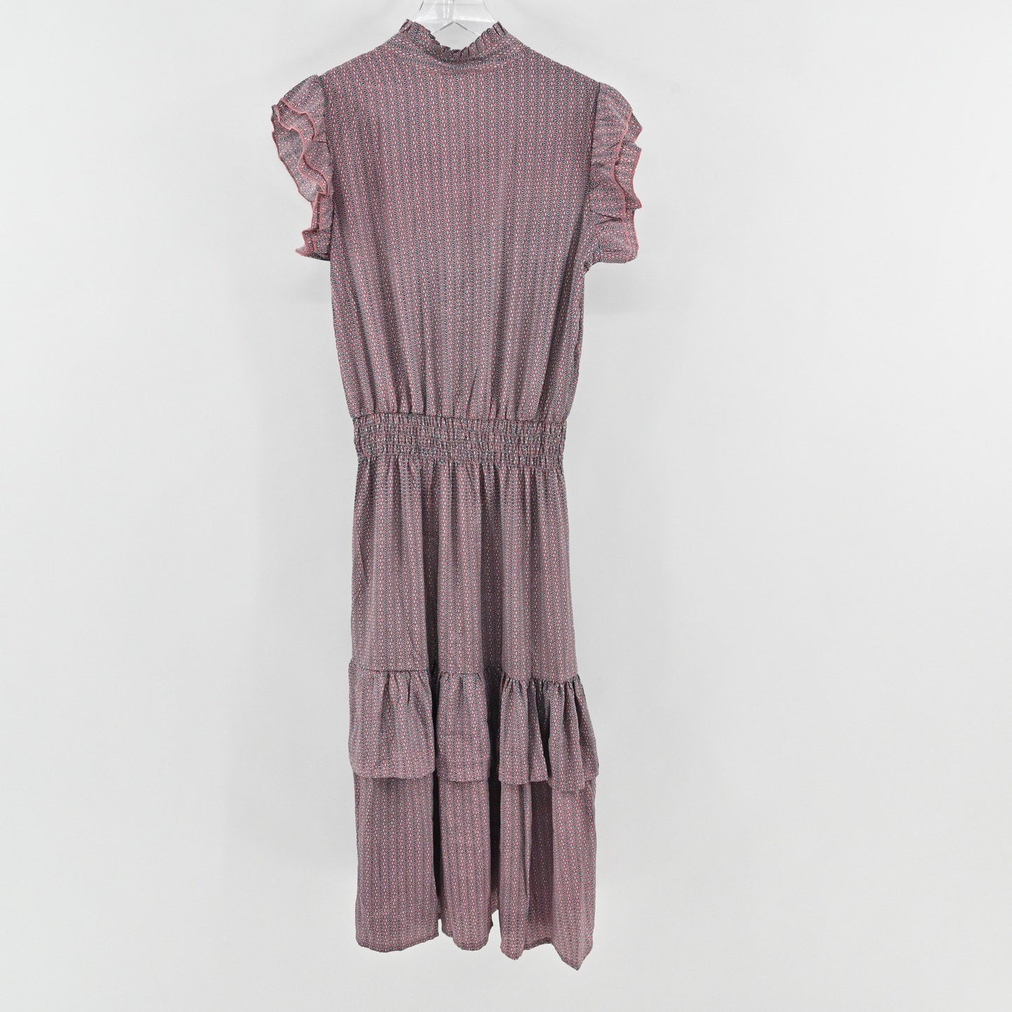 PERRY WALKER COLLECTIVE Cornelia Silk Midi Dress Size M Pink Floral Peasant Boho