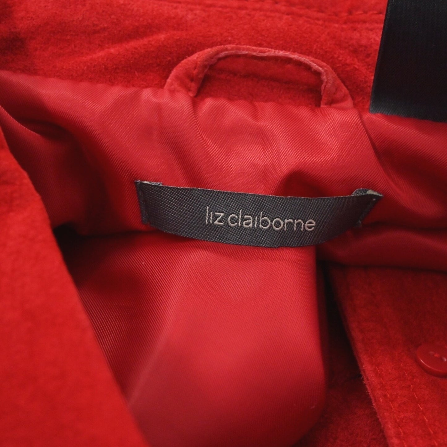 Vtg Y2k LIZ CLAIBORNE Womens Suede Jacket Size M Red Leather Button Western Boho