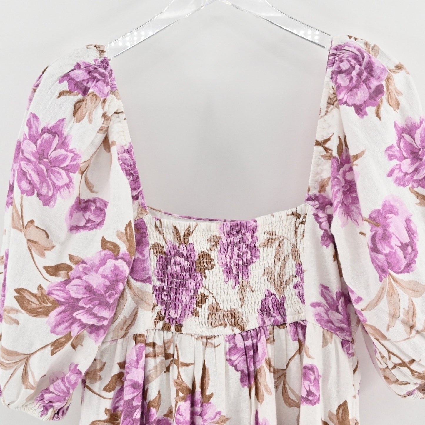 Abercrombie Fitch Emerson Floral Dress Size S Puff Sleeve Square Neck Romantic