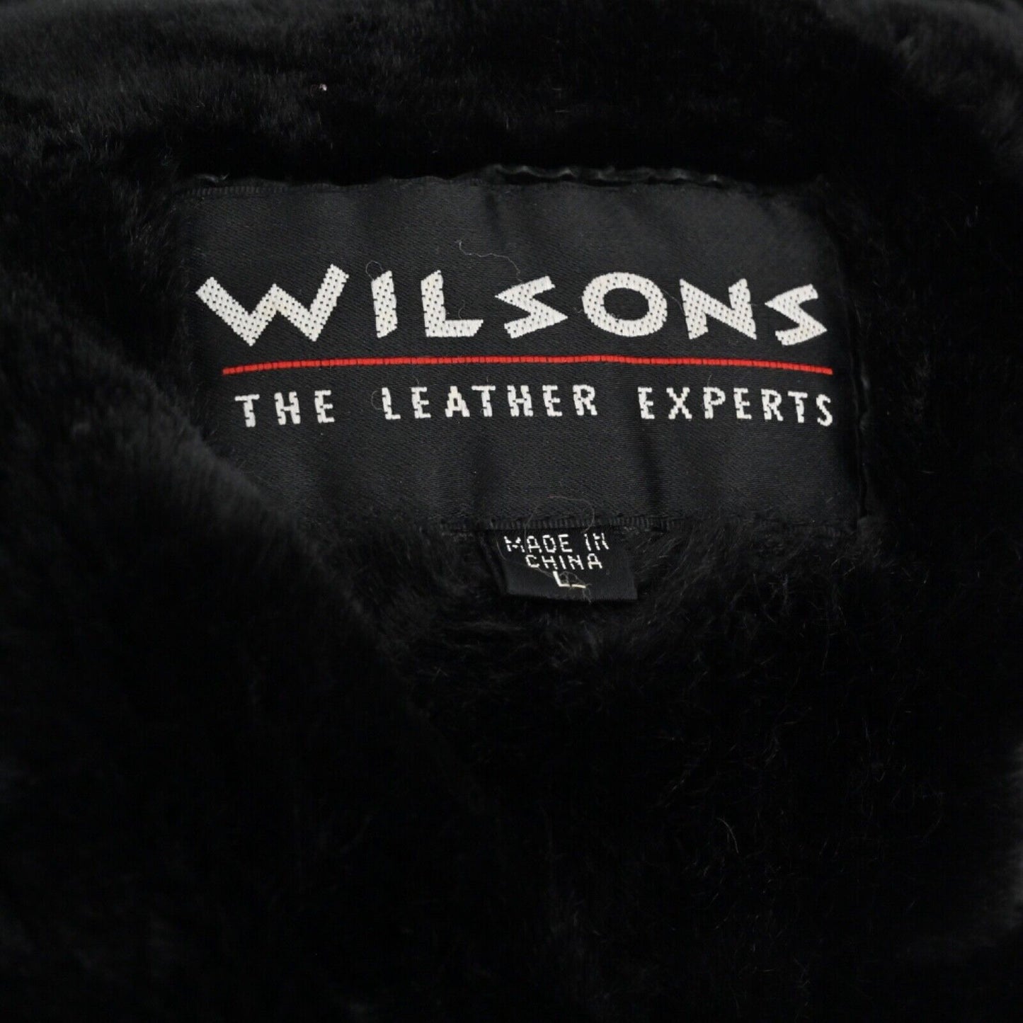 Vtg WILSONS Leather Coat Mens L Black Removable Hood Belted Faux Fur Lined 80s