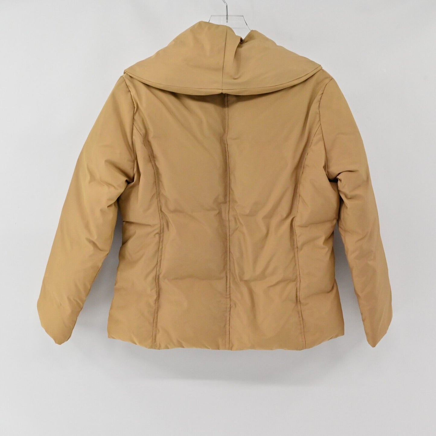 ZARA Jacket Womens Size L Basic Puffer Long Sleeve Brown Button Coat Wide Collar