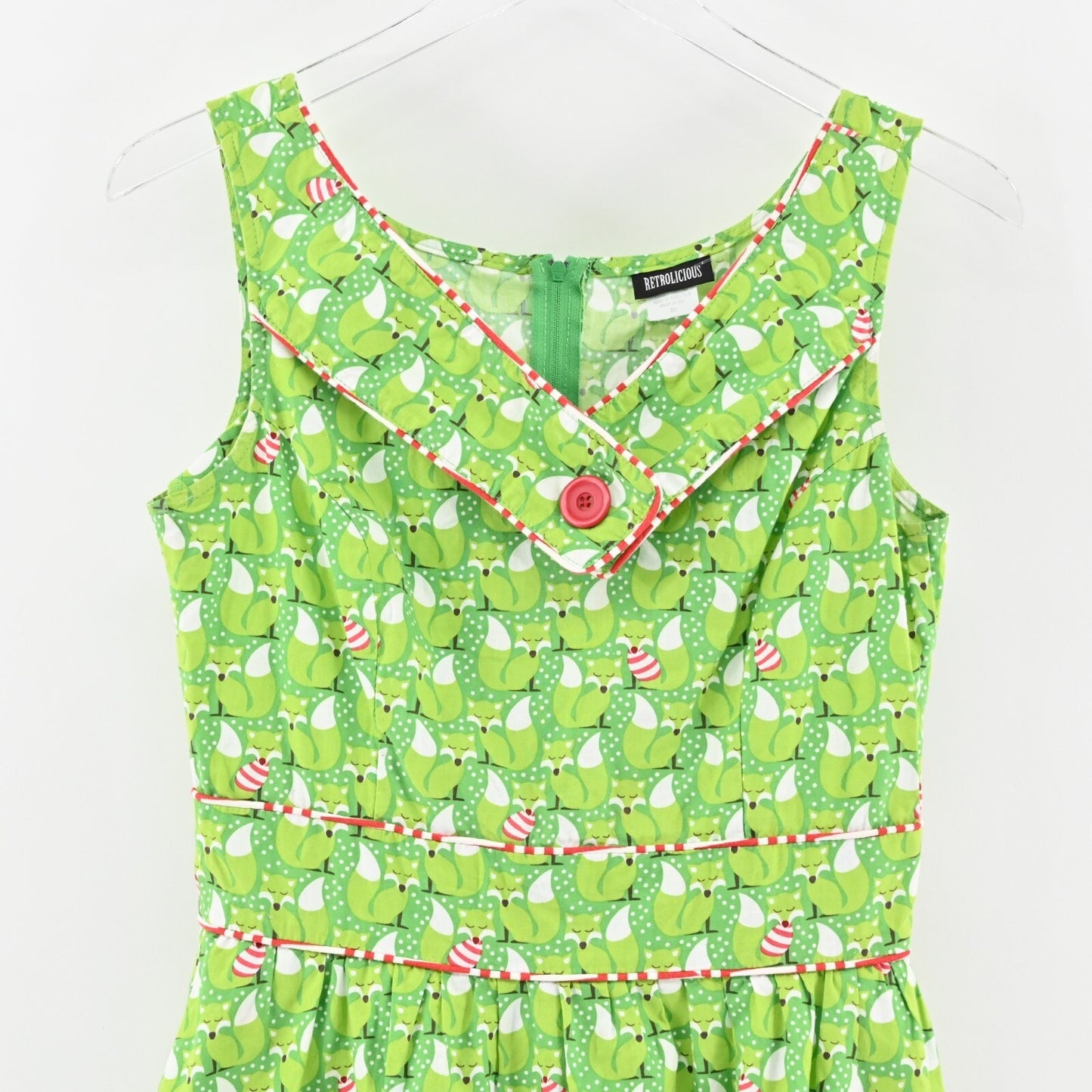 RETROLICIOUS Mandy Foxy Lady Dress Green Fox Christmas RETRO Pinup Size Small M