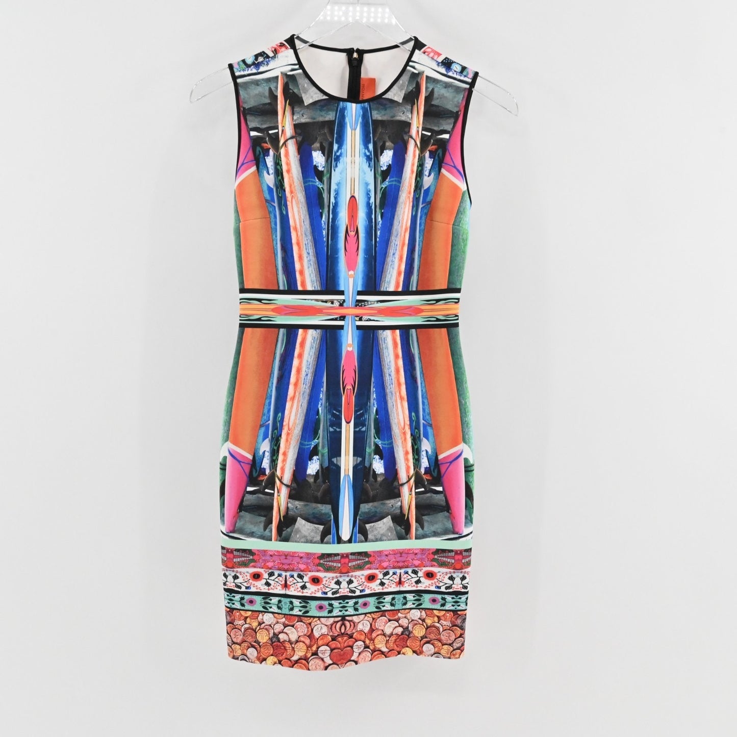 Clover Canyon Long Board Neoprene Bodycon Dress Size S Mini Scuba Dopamine