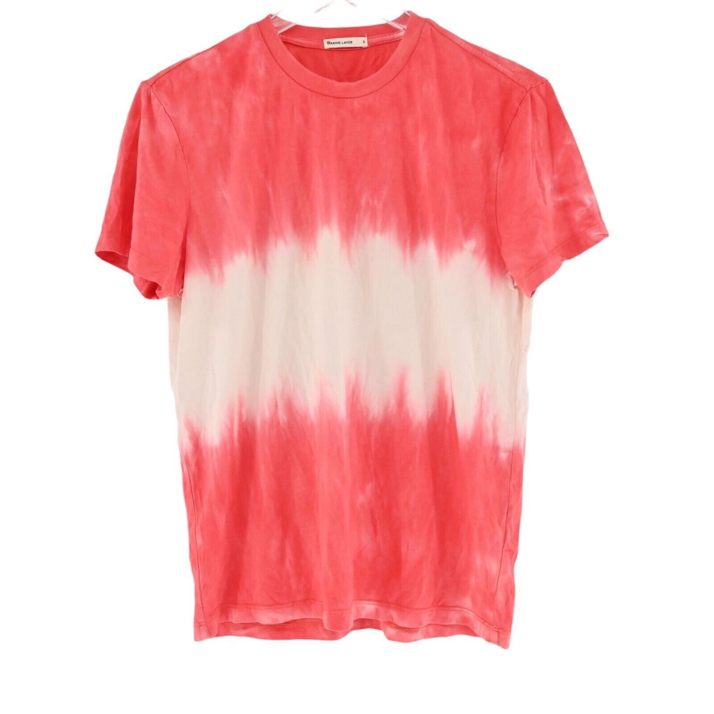 MARINE LAYER Shirt Mens Size S Satisfaction Red Tie Dye Short Sleeve Crewneck