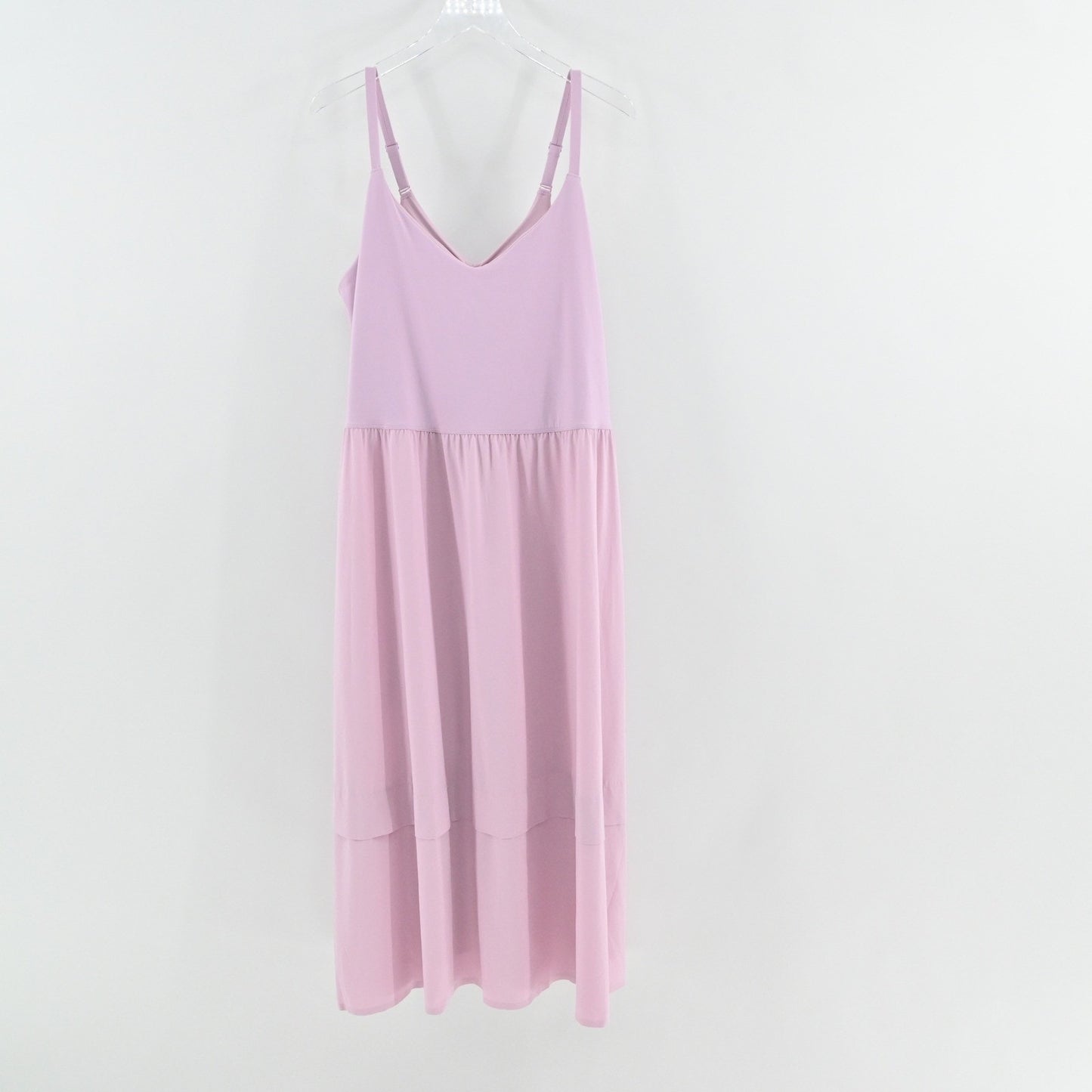 Athleta Elation Hybrid Midi Dress Size 2X Pink Spaghetti Strap Pocket Athleisure