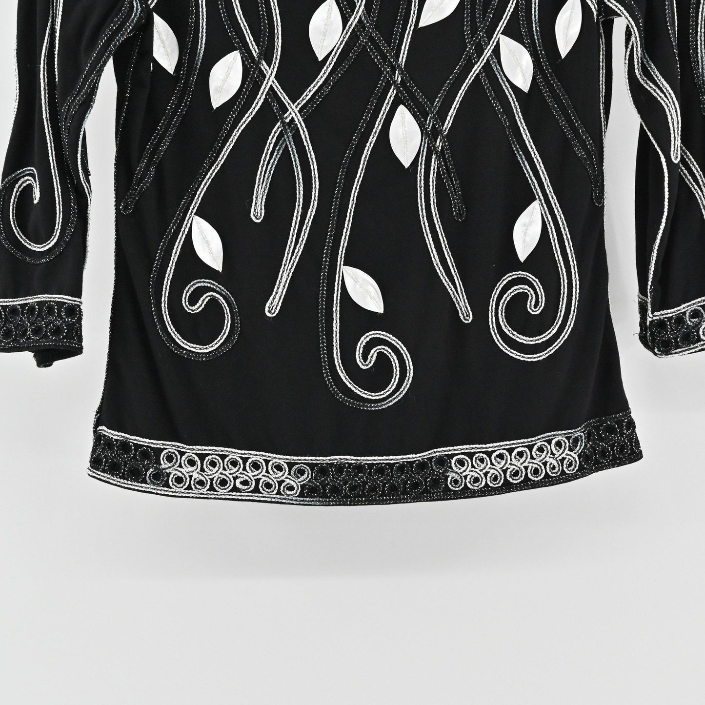 Vtg Lauren Michelle Womens Black Embroidered Top Size S Art Elegant Embellished