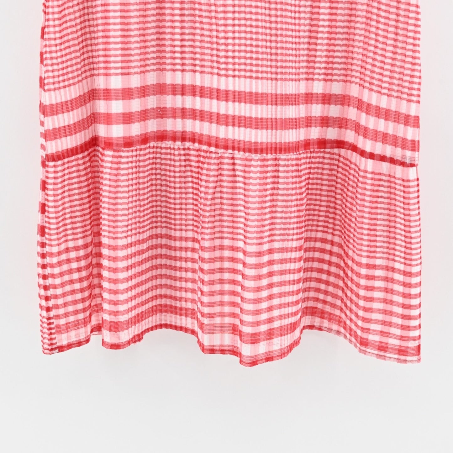 MARIE OLIVER Bay Mini Cherry Dress Size L Red Check Silk Blend Ruffle Flutter