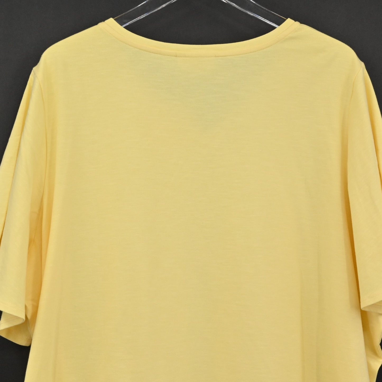 Quacker Factory Womens VNeck Yellow Pink Butterfly Top Sz 3X Rhinestone Tee NEW