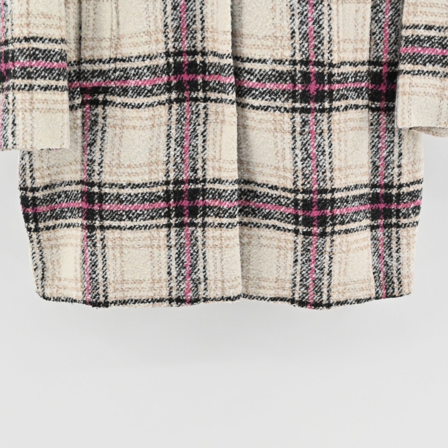 Anthropologie Womens Plaid Jacket Size M Wool Blend Pink Beige Coat Elevenses