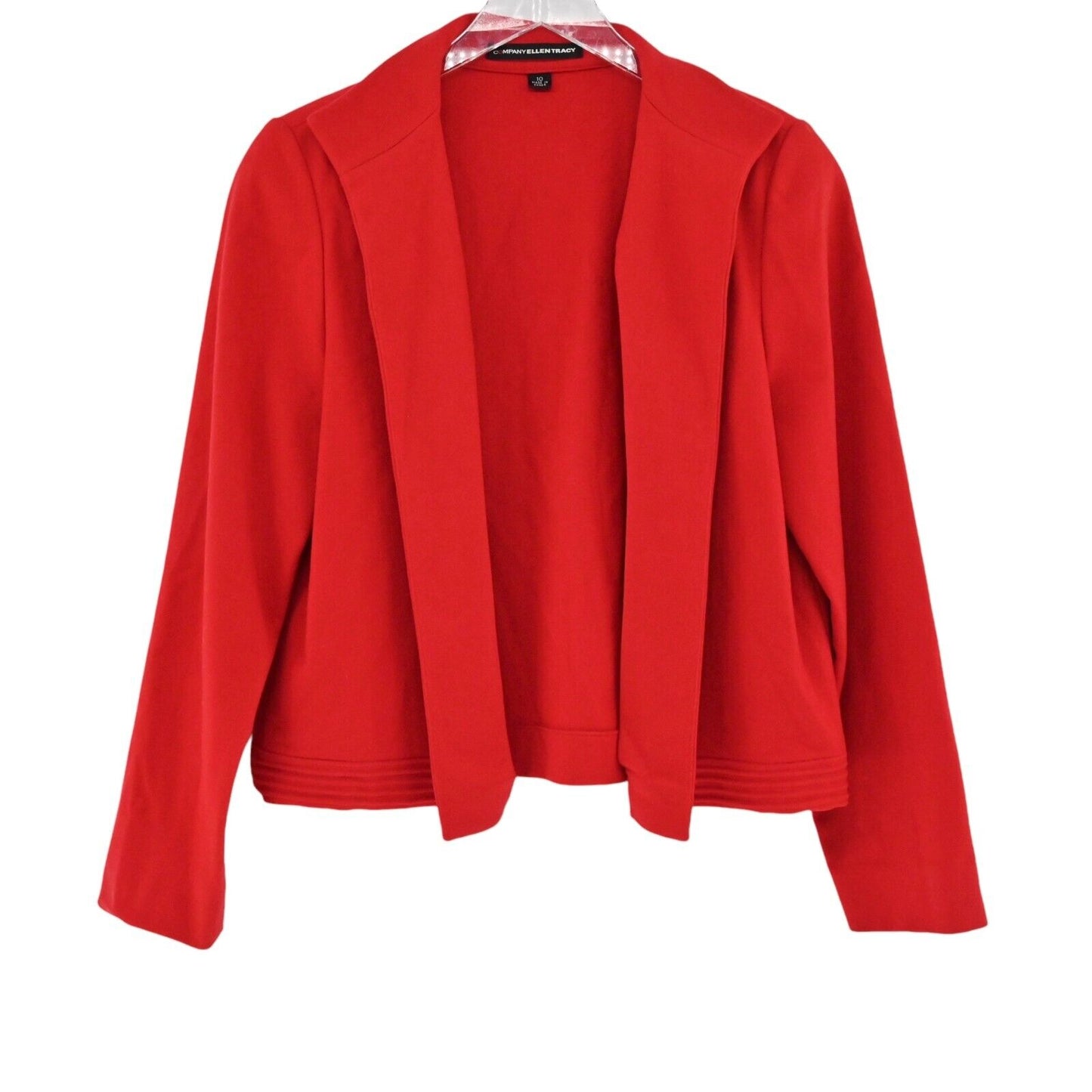 Vtg ELLEN TRACY Jacket Womens Size 10 Red Wool Blend Drape Open Front Career 00s