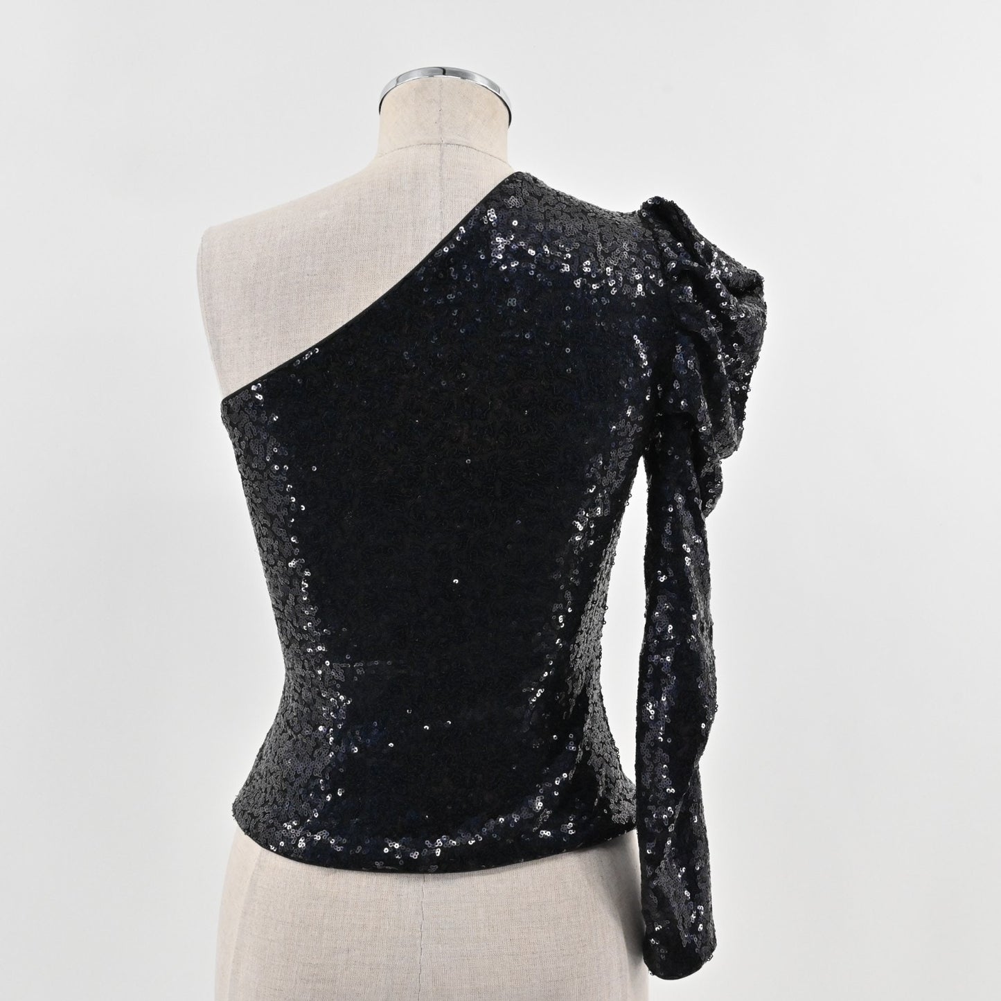Lovers and Friends Womens Shaline Black Sequin Top Size XS One Shoulder Blouse