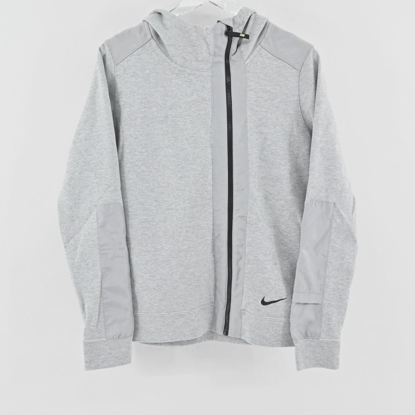 NIKE Womens Advance 15 FZ Hoodie Sz L Activewear Gray Asymmetric Full Zip Jacket