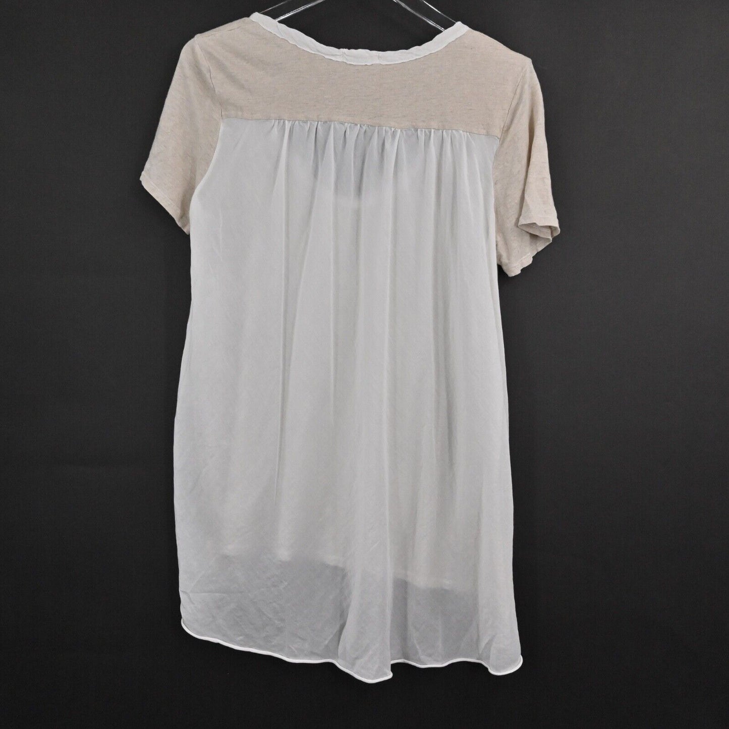 CP SHADES Top Womens Size M Tan Linen Cotton Silk Scoop Neck Short Sleeve USA