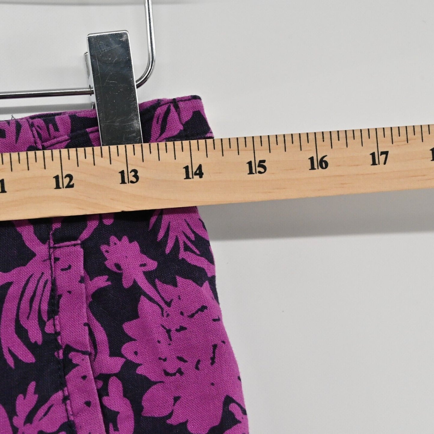 TORY BURCH Shorts Womens Size 0 Cotton Linen Blend Purple Navy Floral Print