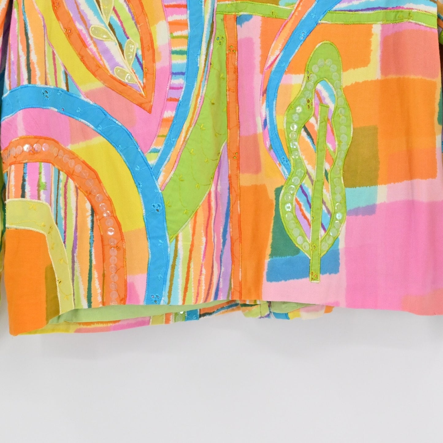 Vtg COLDWATER CREEK Floral Sequin Womens Jacket Size S Hippie Colorful Retro 90s