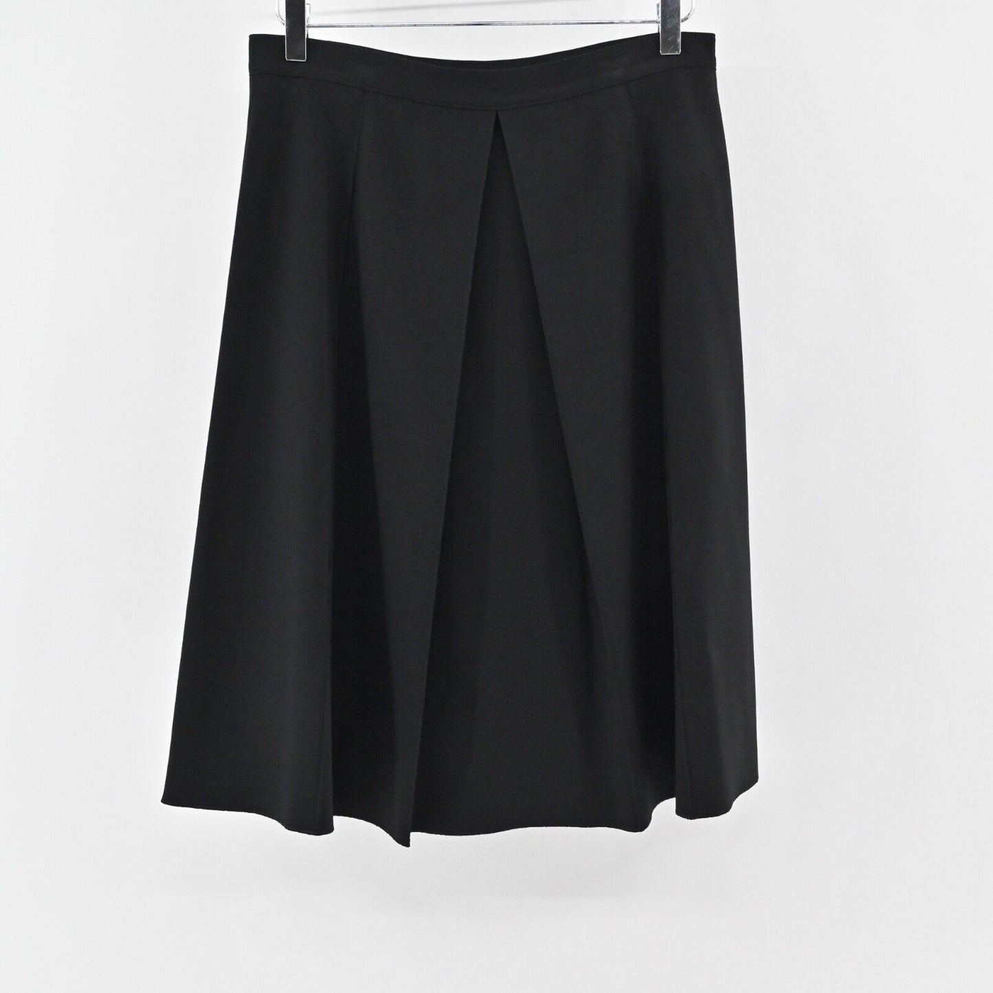 LES COPAINS Pleated Skirt Size 46 Black Knee Length A Line Jersey Stretch Retro