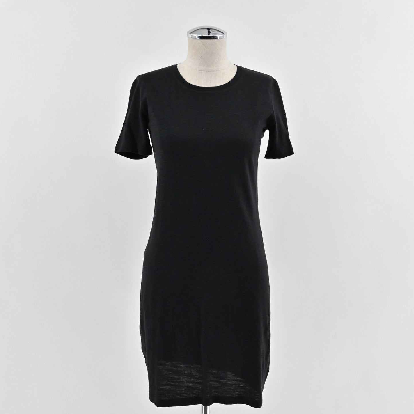 Theory Continuous Tee Dress Size 0 Black Sea Slub Minimalist Cotton Knit Modern
