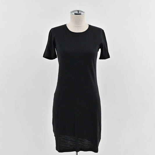 Theory Continuous Tee Dress Size 0 Black Sea Slub Minimalist Cotton Knit Modern