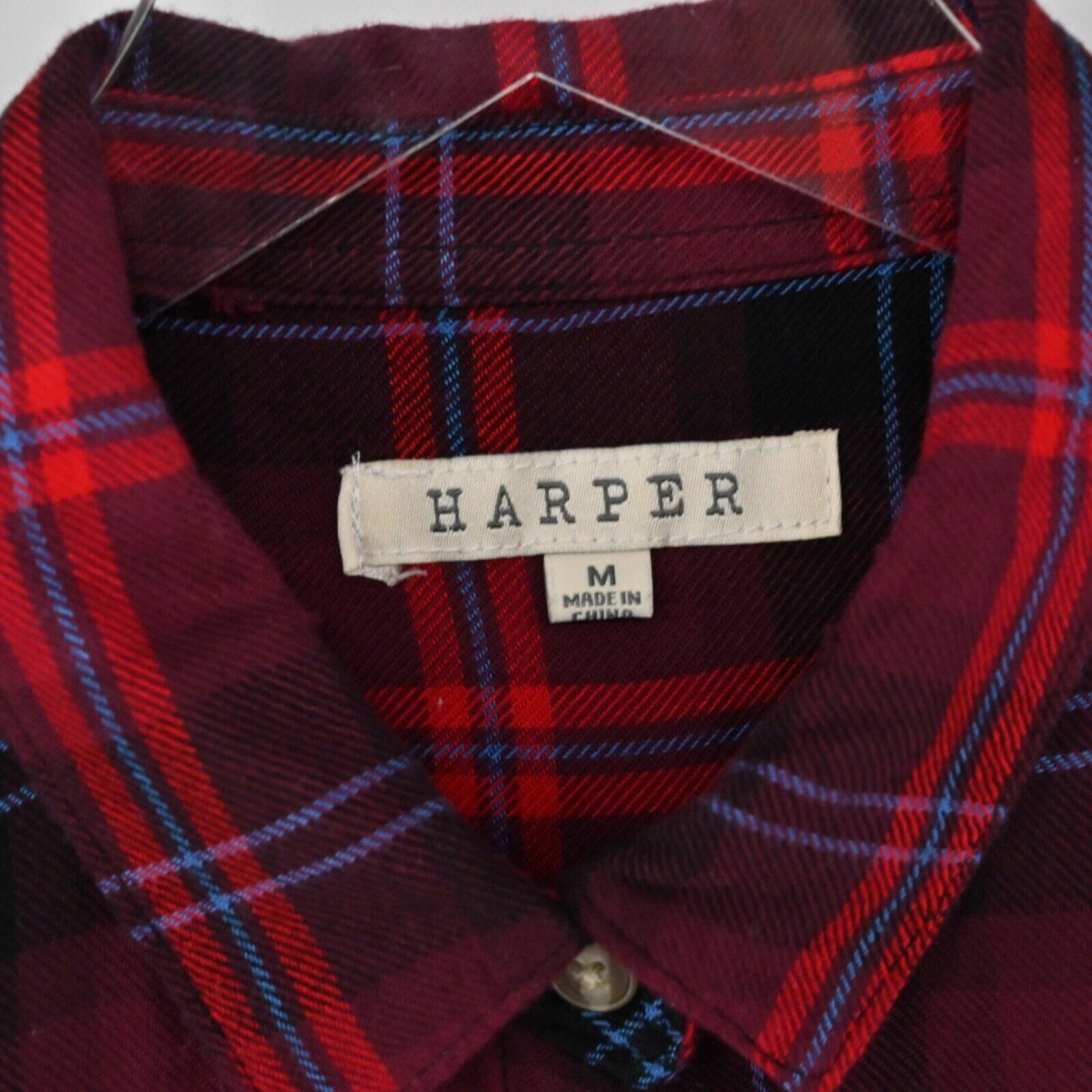HARPER Top Womens Size M Red Black Plaid Pocket Flannel Button Up Western Grunge