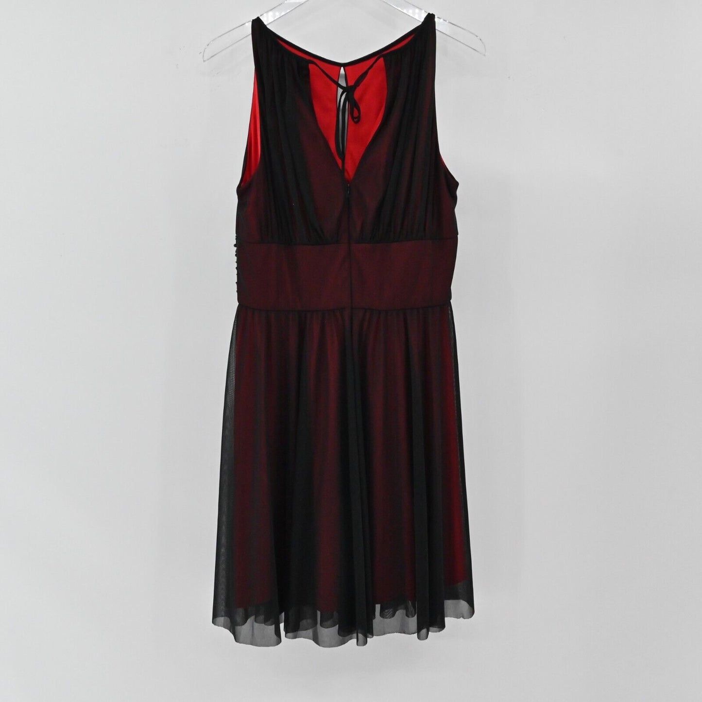 LA NOUVELLE RENAISSANCE Dress Womens Sz 10 Black Red Mesh Embellished Sleeveless