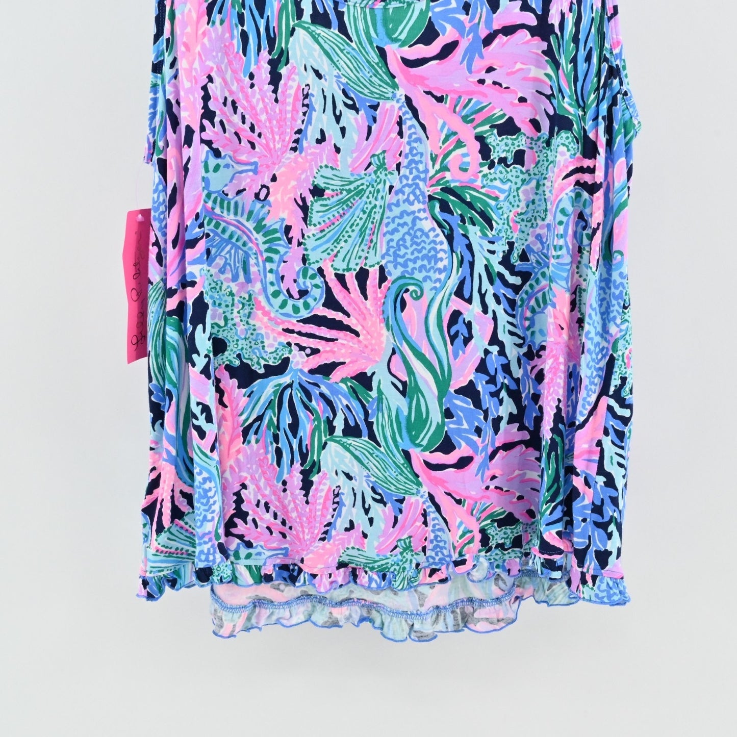 Lilly Pulitzer Womens Ruffle PJ Tank Size XXL High Tide Navy Bringing Mermaid