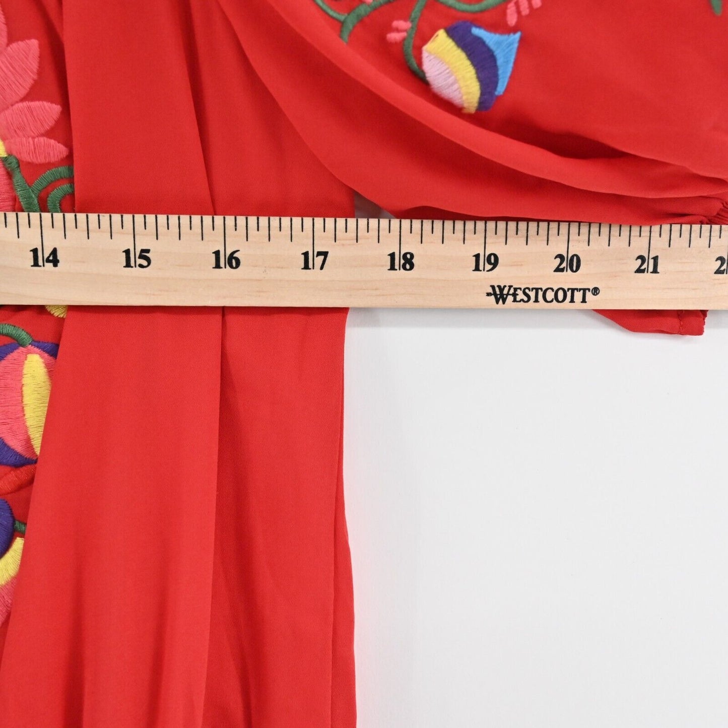 VAVA Jumpsuit Womens Size S Joy Han Red Wide Leg Off Shoulder Floral Embroidered
