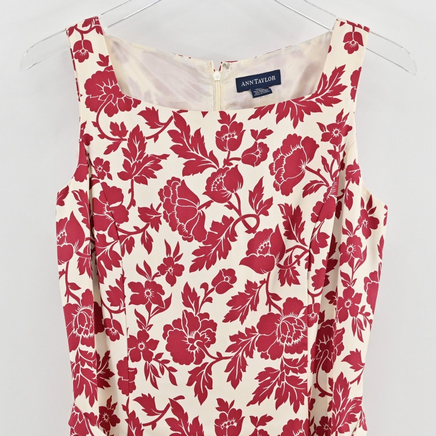 Vtg Ann Taylor Silk Floral Dress Size 6 Sleeveless Red Romantic Garden Party