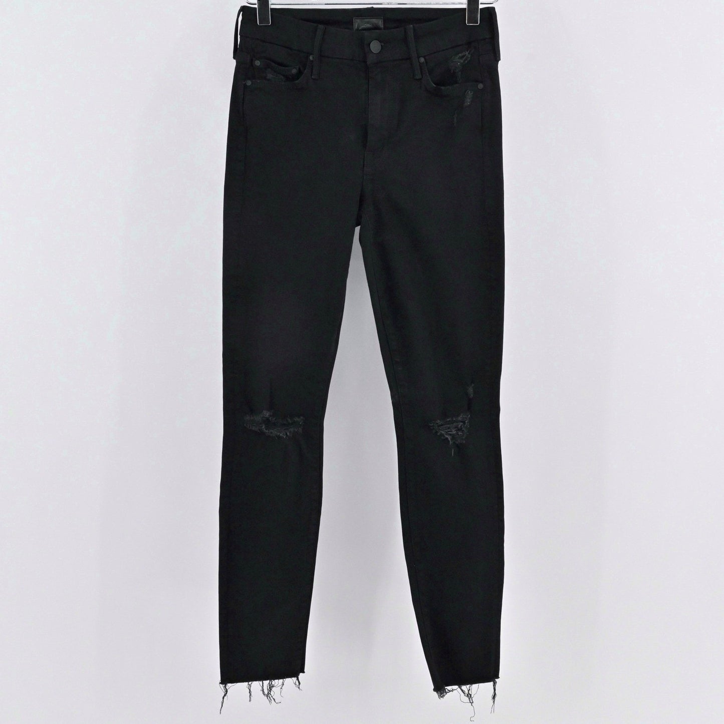 MOTHER Womens Looker Ankle Fray Jeans Size 25 Guilty as Sin Black Distressed