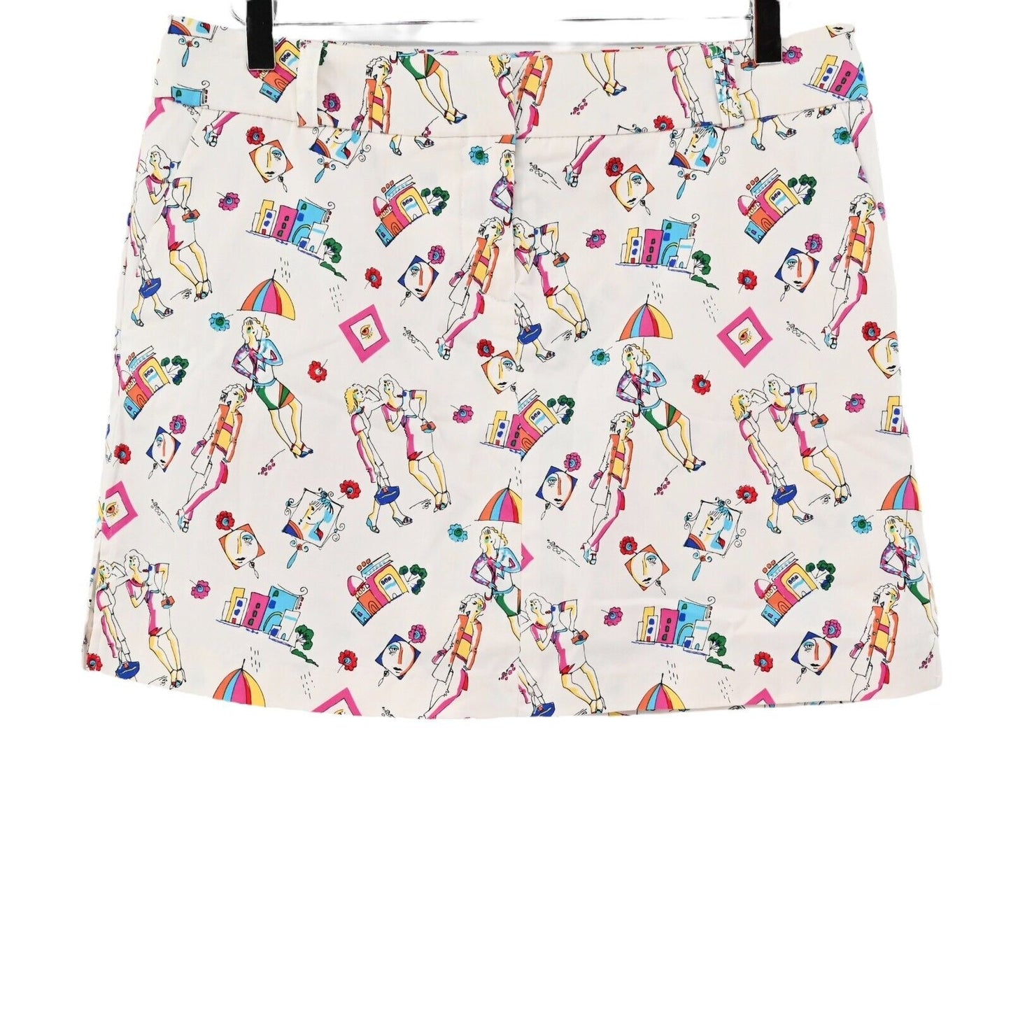 Vtg Skirt Womens Size 8 Downtown Ladies Print Multicolor Mini Pockets ATTYRE