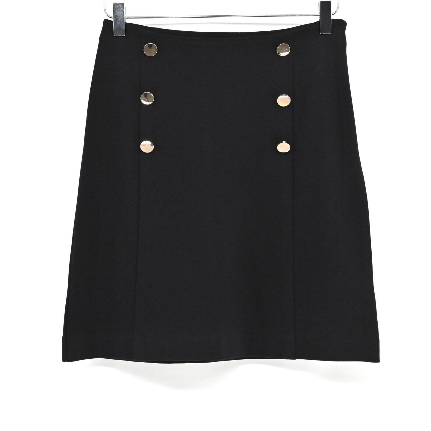 INC INTERNATIONAL CONCEPTS Skirt Womens Sz 4 Black Sailor A-Line Gold Buttons