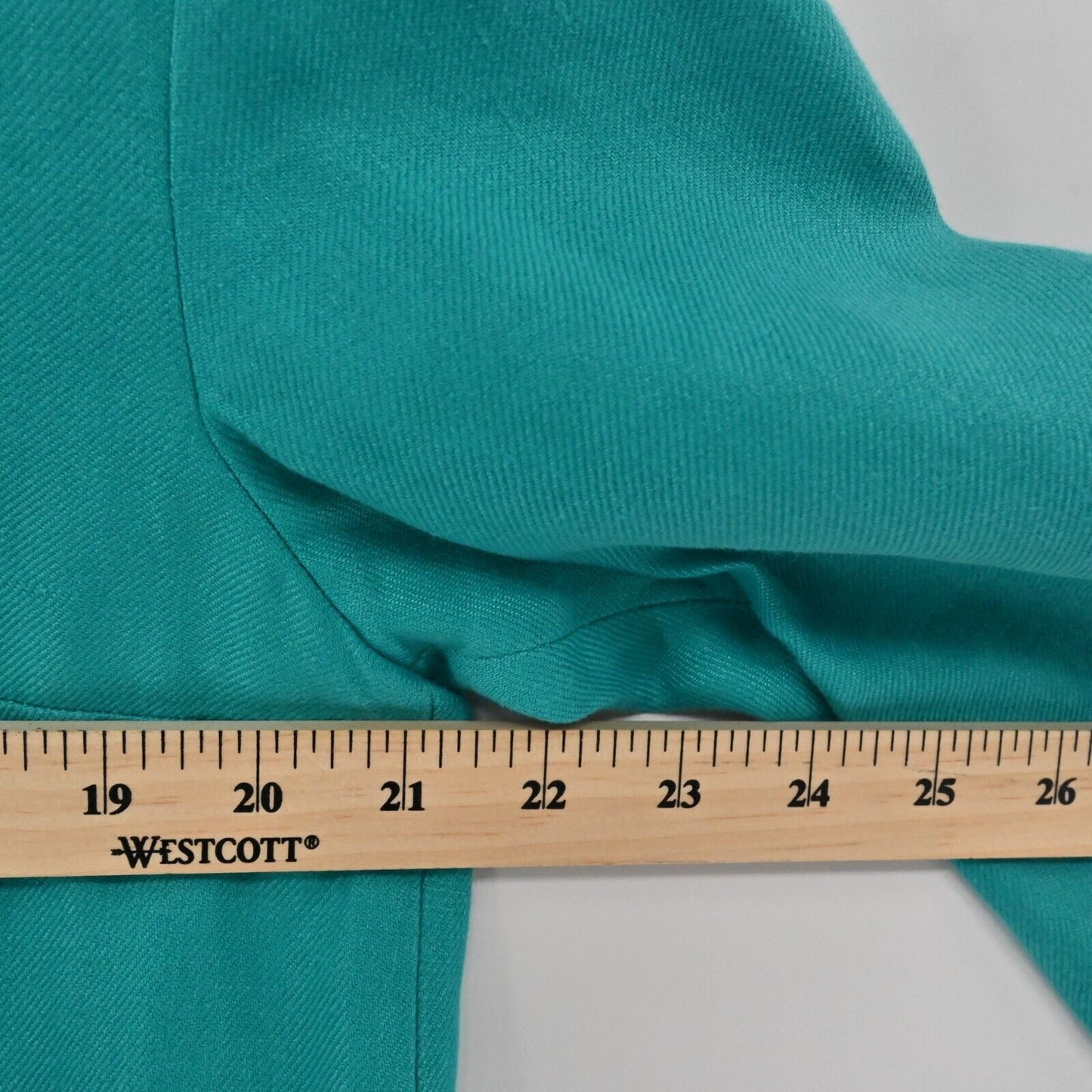 LAFAYETTE 148 Blazer Womens Size S Solid Teal Linen Button Front Pocket Collar