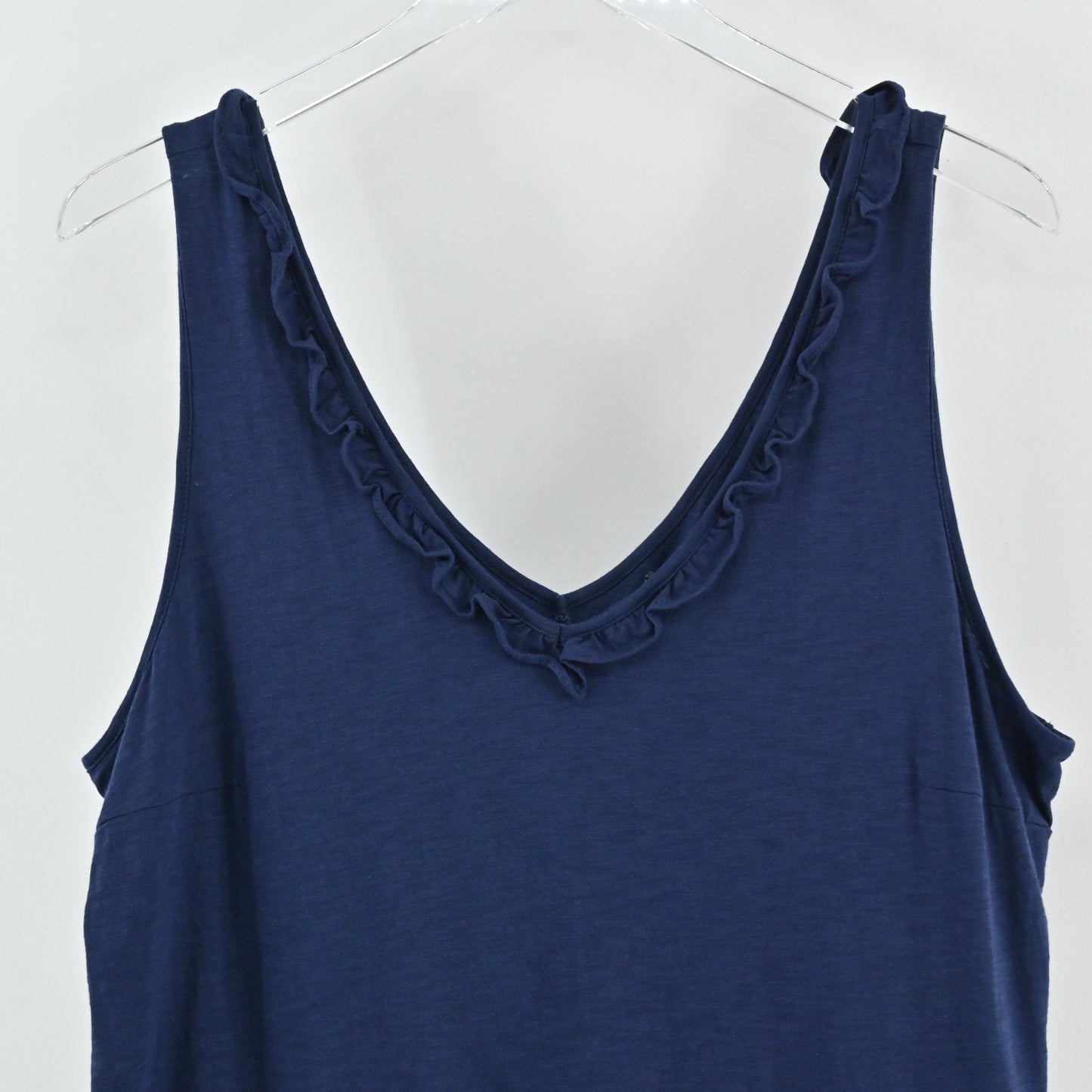 Lilly Pulitzer Womens Gigi Ruffle Tank Top Size XL Navy Blue Coastal Pima Cotton