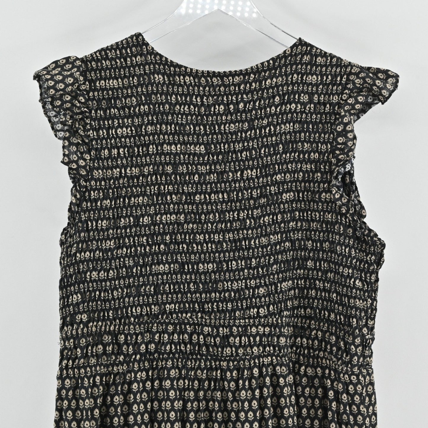 Anthropologie Peregrine Midi Dress Womens Size XL Neutral Motif Smocked Tiered