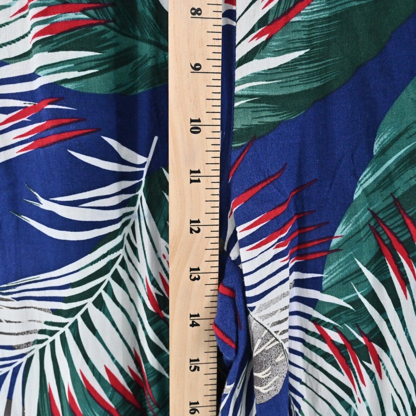 THE SANG Pants Womens Size M Blue Tropical Print High Rise Wide Leg Beach Boho