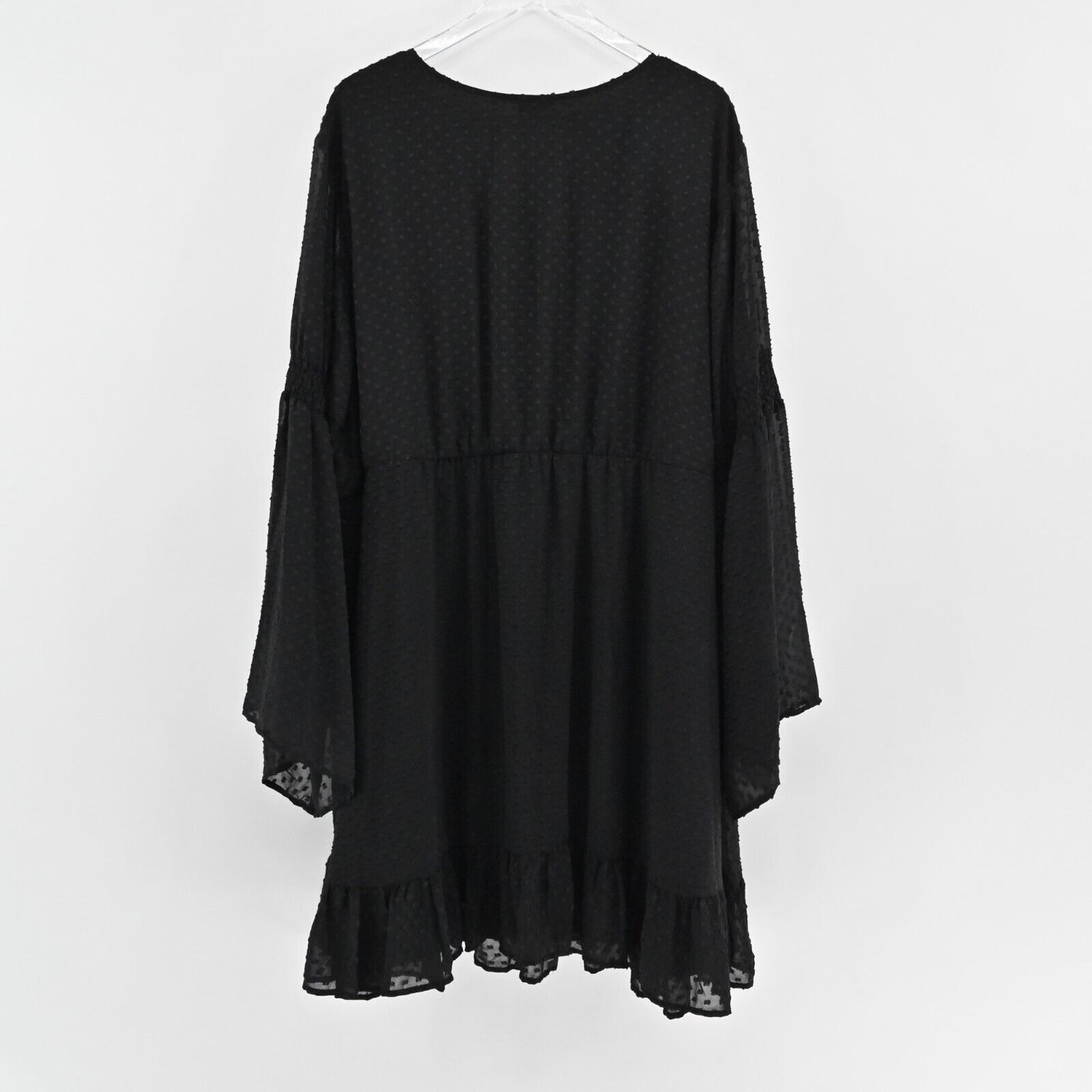 TORRID Dress Size 5X Black Bell Sleeve Swiss Dot Chiffon Skater Vamp Whimsgoth