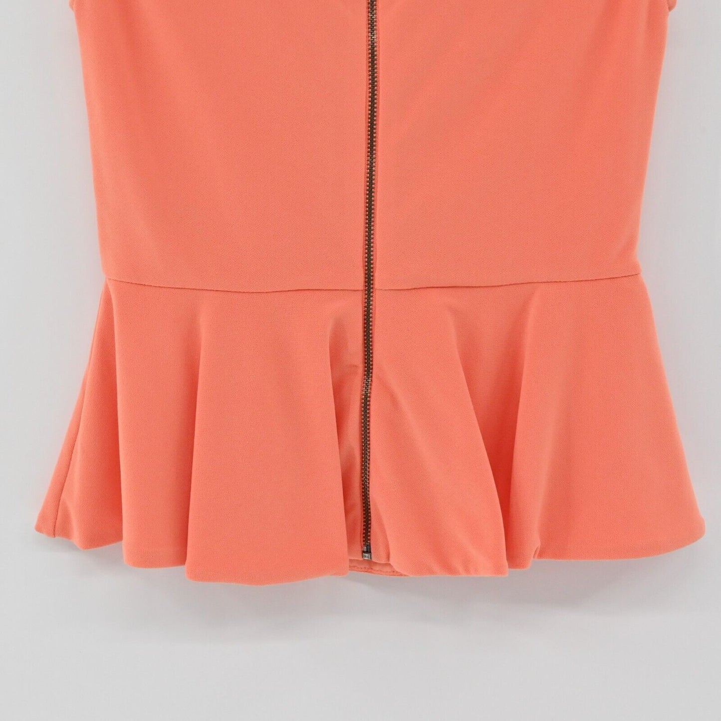 ALICE OLIVIA Top Womens Sz XS Ella Peplum Ponte Blouse in Papaya Short Sleeve
