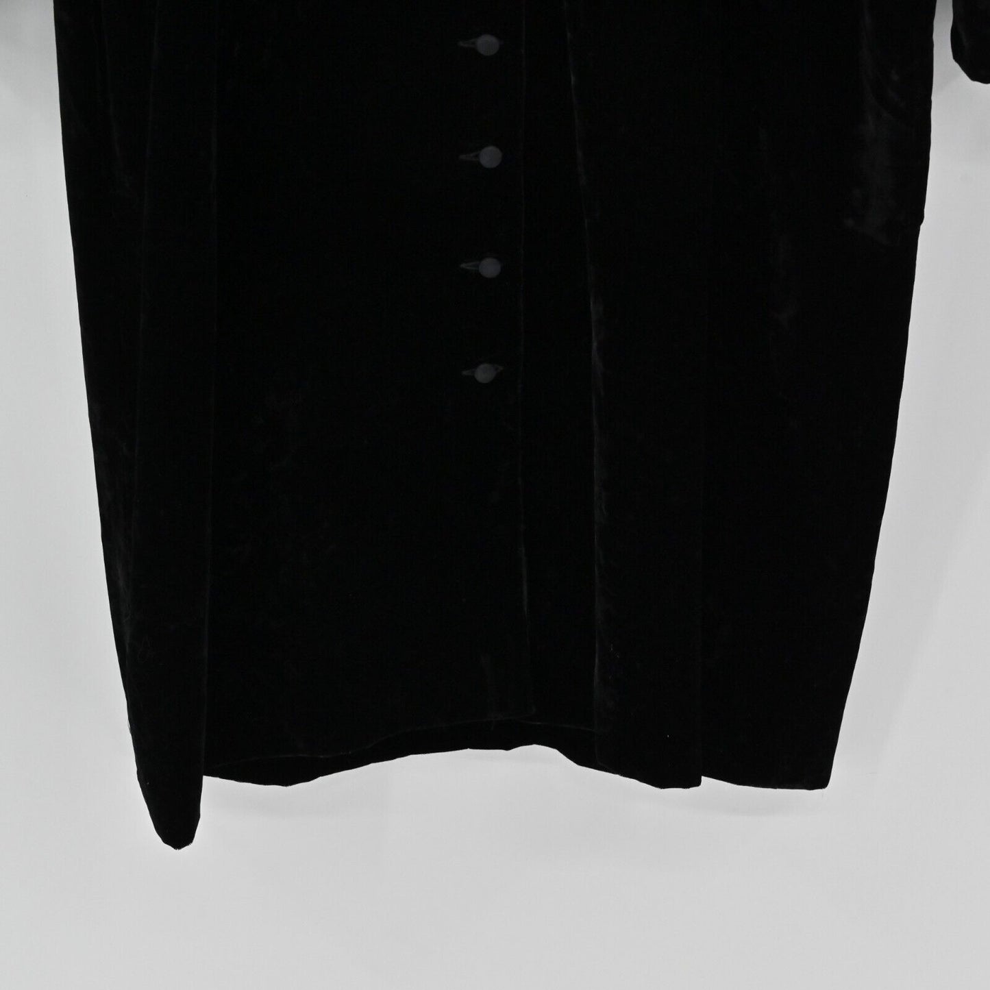 Vtg GUY LAROCHE Dress Womens Size M Long Sleeve Black Velvet Button Front VNeck