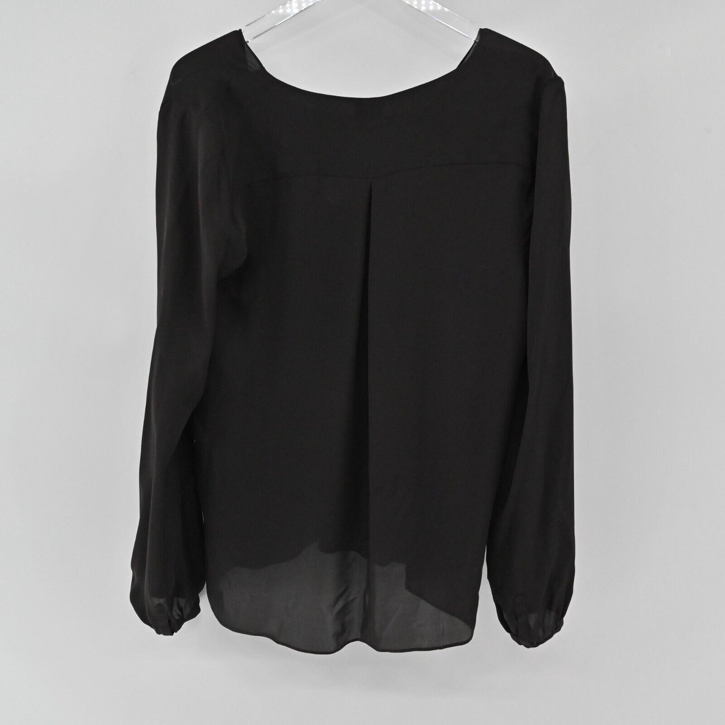 HAUTE HIPPIE Top Womens Size L Long Sleeve Silk Black Wrap Front V Neck Blouse