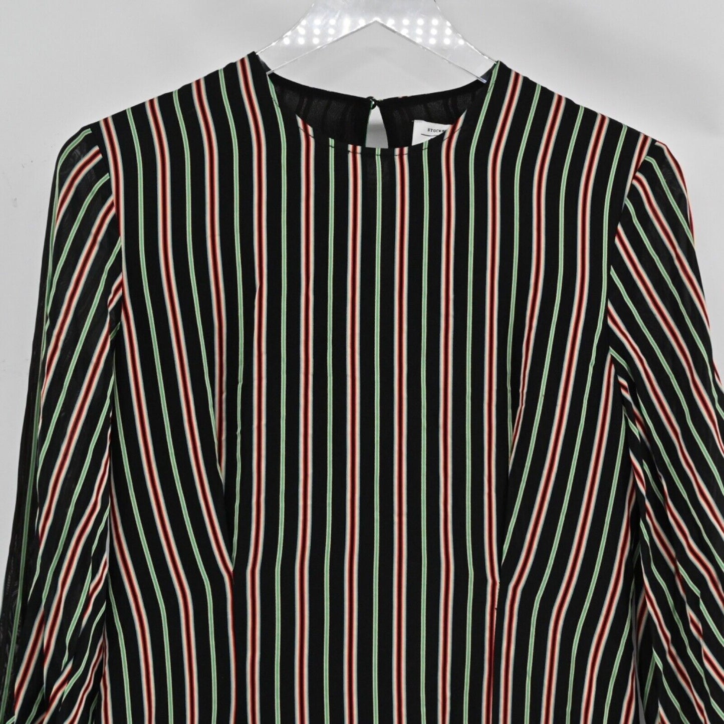 & OTHER STORIES Midi Dress Womens Sz 4 Black Striped Retro Stockholm Atlier NEW