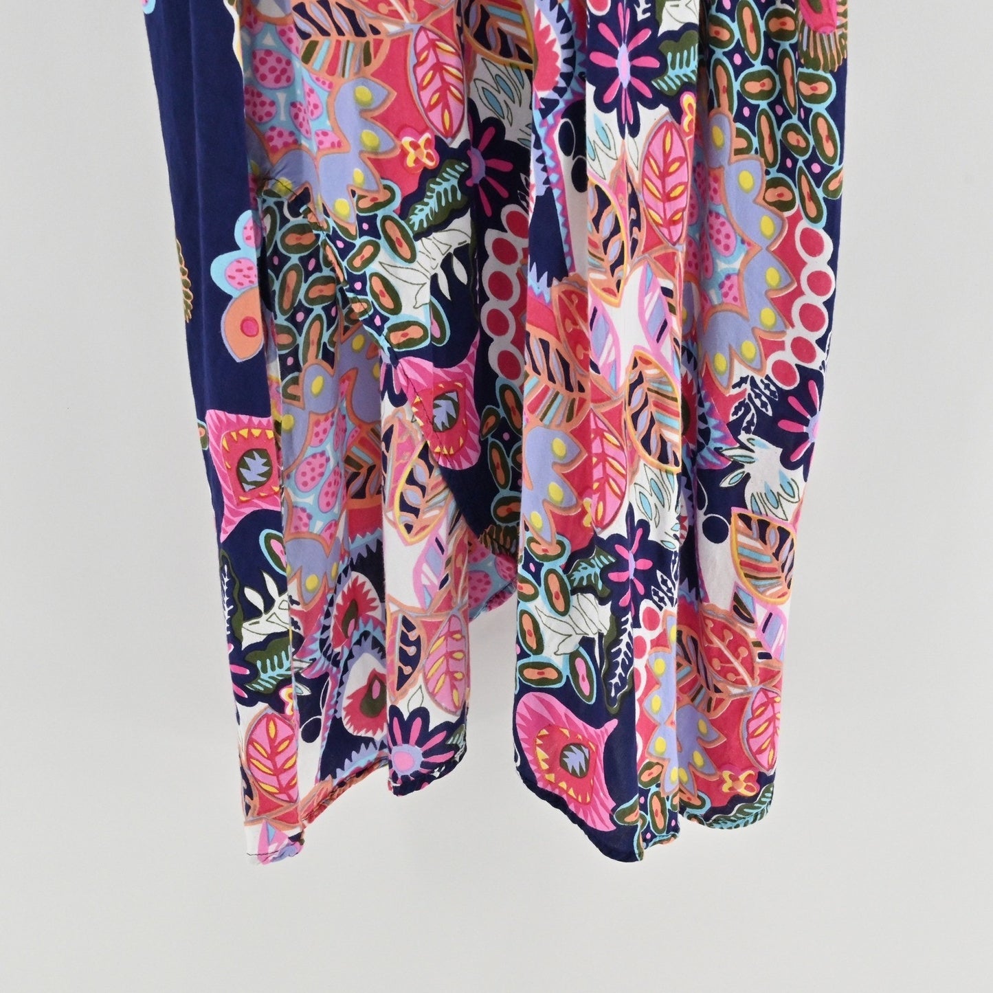 Vtg 90s Floral Midi Dress Size 1X Wanderlust Vibrant Sleeveless Bloomcore Boho