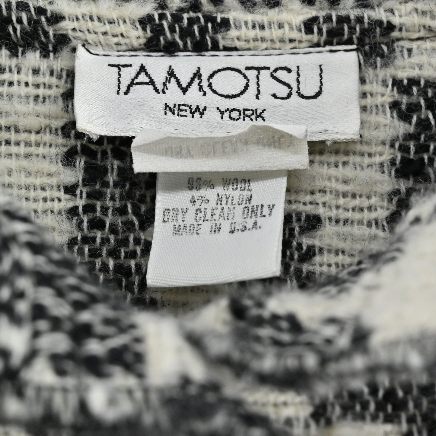 Vtg Tamotsu Womens Wool Oversized Cardigan One Size Geometric Pattern Pockets