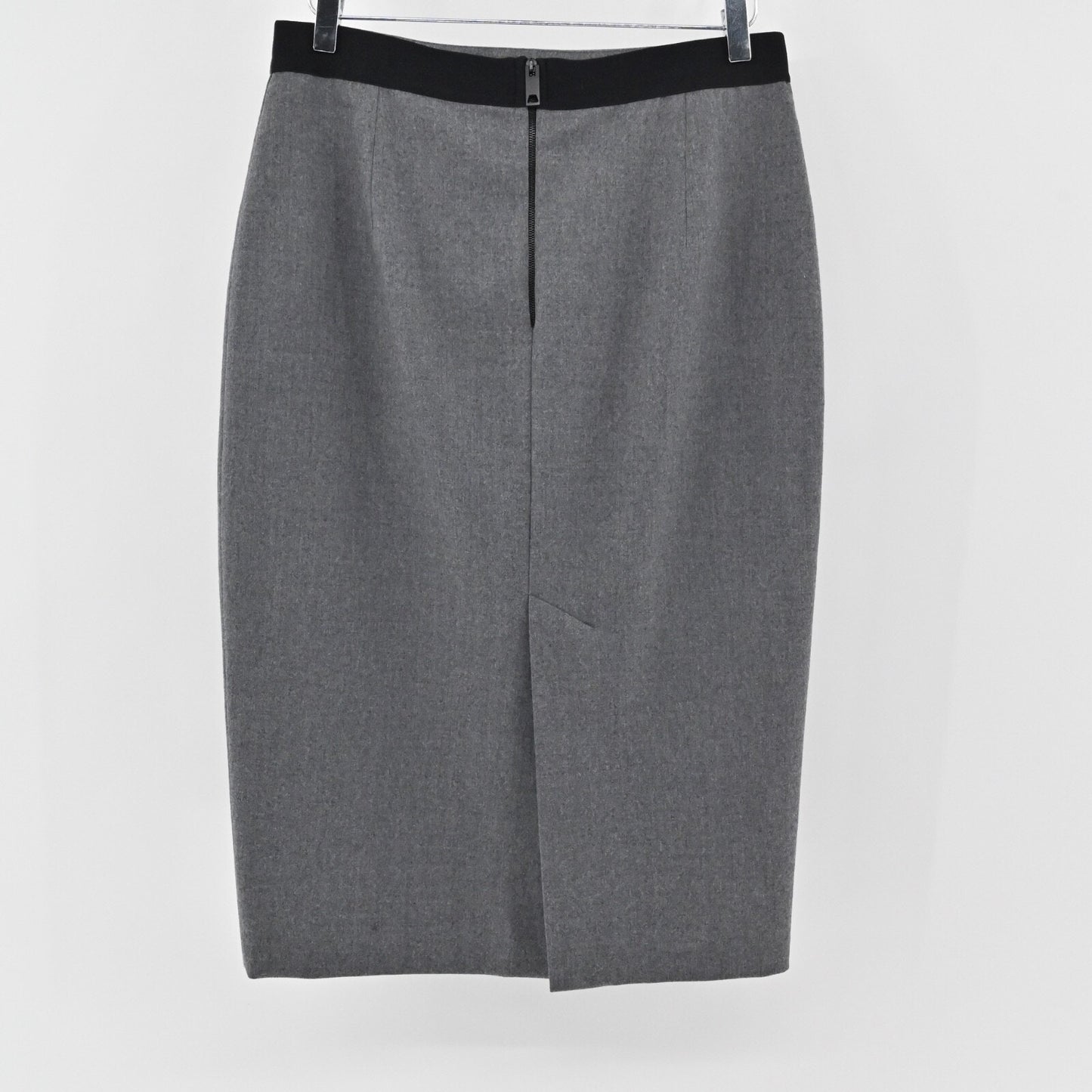 LES COPAINS Gray Wool Skirt Size 46 Knee Length Pencil Minimalist Career Luxury