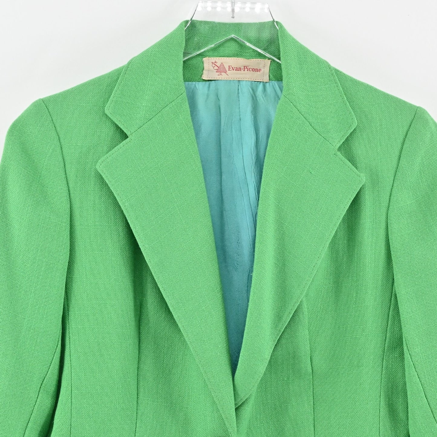 Vtg EVAN PICONE Blazer Womens Size 6 Green Single Breasted Front Pocket Jacket