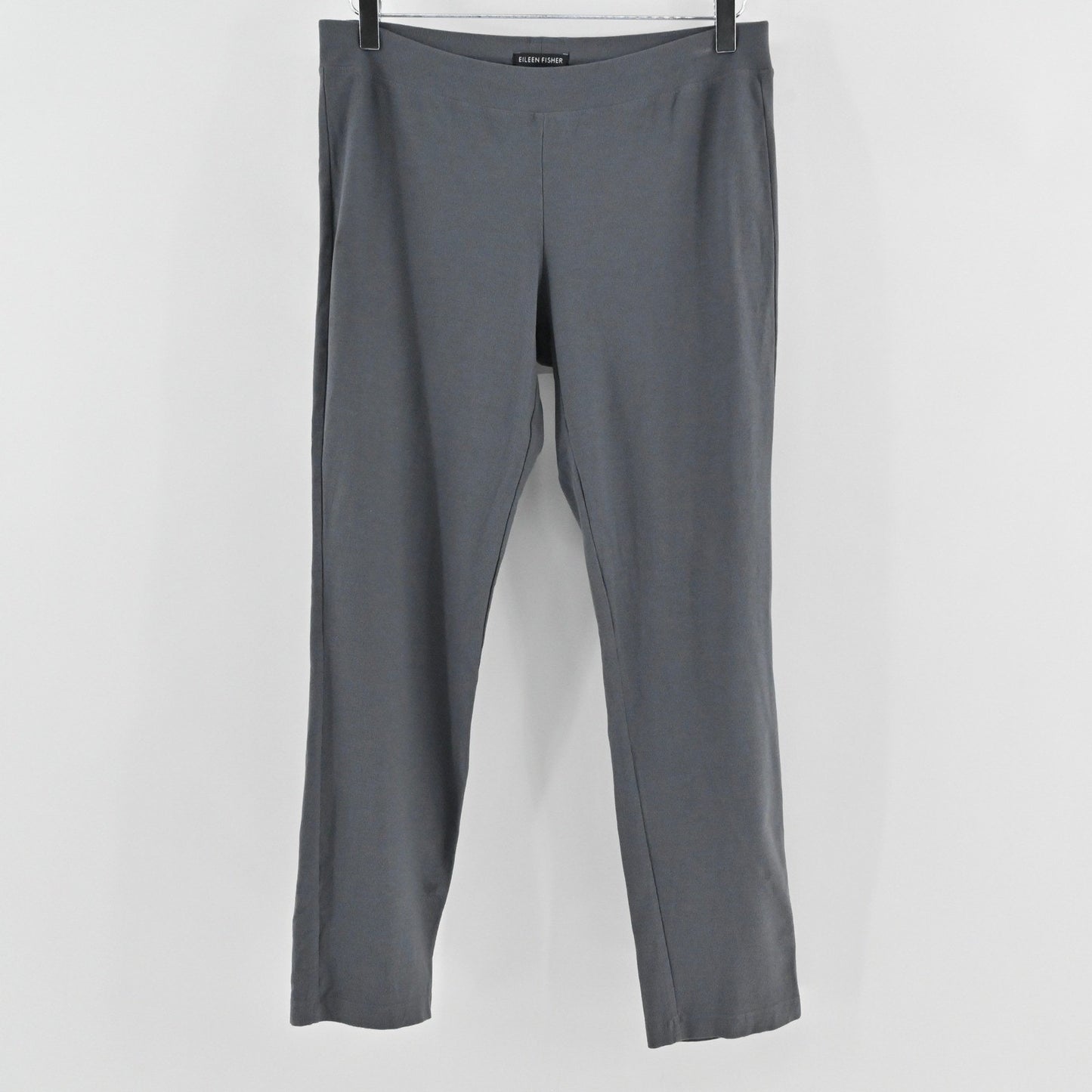 Eileen Fisher Washable Stretch Crepe Straight Pants Size S Gray Knit Lagenlook