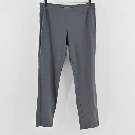 Eileen Fisher Washable Stretch Crepe Straight Pants Size S Gray Knit Lagenlook